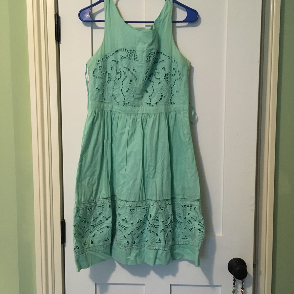 Anthropologie bottlegreen dress. Worn once as a bridesmaid dress.